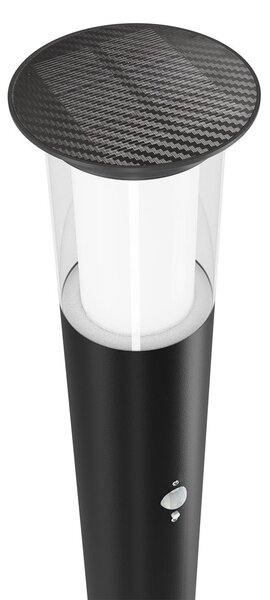 Paletto Solare 80cm in Acciaio Nero con Sensore Movimento e Picchetto Colore Bianco Naturale 4.000K