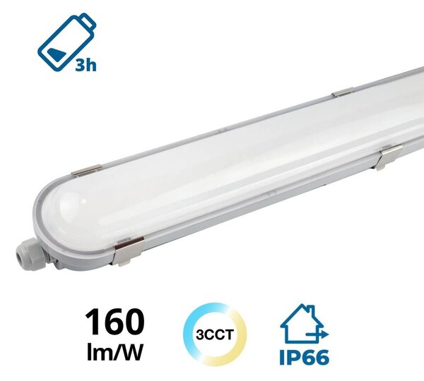 Plafoniera LED 150cm 55W IP66 CCT - con driver Osram Icutronic - con Kit di Emergenza Integrato Colore Bianco Variabile CCT