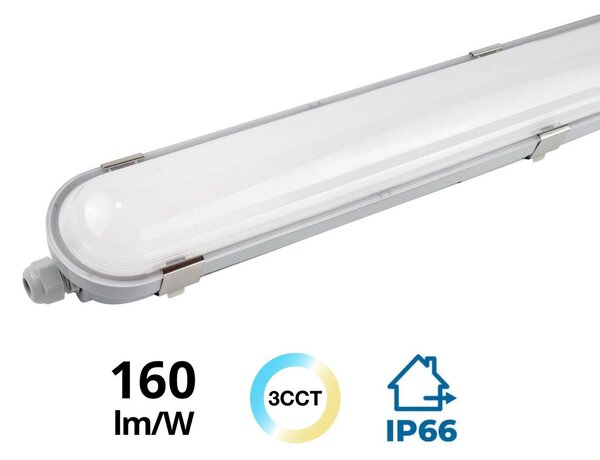 Plafoniera LED 120cm 40W IP66 CCT 6.400lm 160lm/W - con driver Osram Icutronic Colore Bianco Variabile CCT