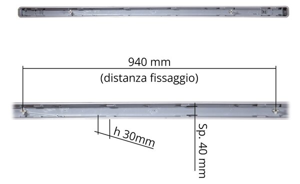 Plafoniera Stagna IP65 per Tubo LED 150cm - Unilaterale