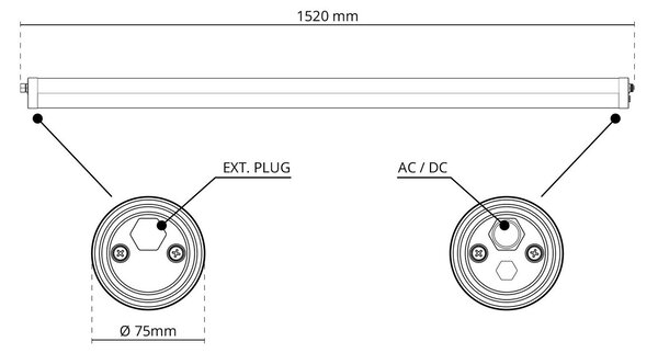 Plafoniera LED 150cm 50W IP69K in PMMA - con driver Philips Xitanium Colore Bianco Naturale 4.000K