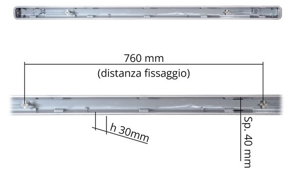 Plafoniera Stagna IP65 per Tubo LED 120cm - Unilaterale