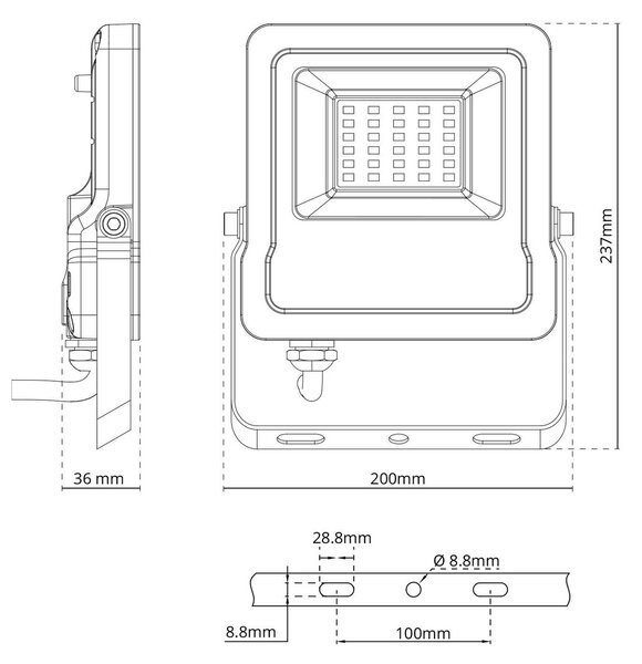 Faro proiettore LED RGB 50W IP65 con Telecomando - Bianco Colore RGB