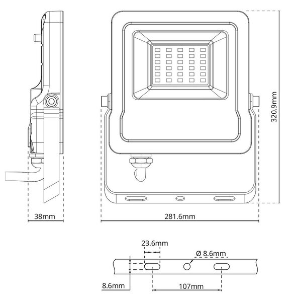 Faro proiettore LED RGB 100W IP65 con Telecomando - Bianco Colore RGB