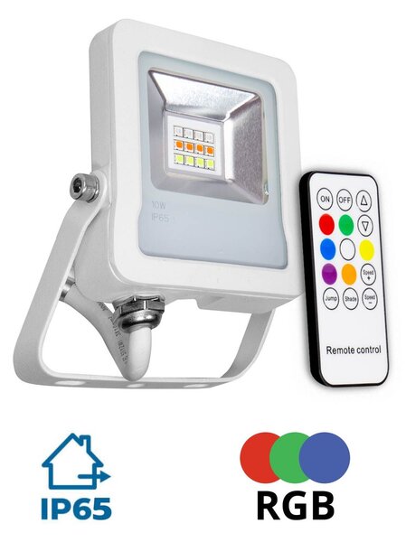 Faro proiettore LED RGB 10W IP65 con Telecomando - Bianco Colore RGB