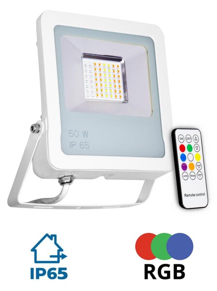 Faro proiettore LED RGB 50W IP65 con Telecomando - Bianco Colore RGB