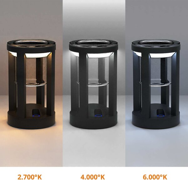 Lampada Portavaso da Tavolo Ricaricabile 2.2W IP54 CCT - Nera