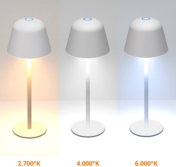 Lampada da Tavolo Ricaricabile 2.2W IP54 CCT Dimmerabile - Bianca