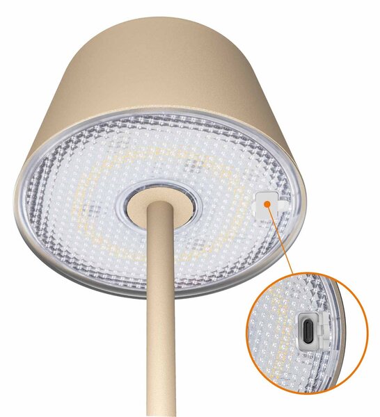 Lampada da Tavolo Ricaricabile 2.2W IP54 CCT Dimmerabile Beige/Sabbia