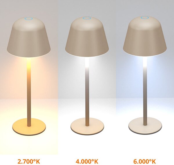 Lampada da Tavolo Ricaricabile 2.2W IP54 CCT Dimmerabile Beige/Sabbia