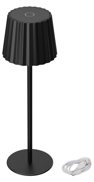 Lampada da Tavolo Ricaricabile 2.2W IP54 CCT Dimmerabile - Nero Rigato