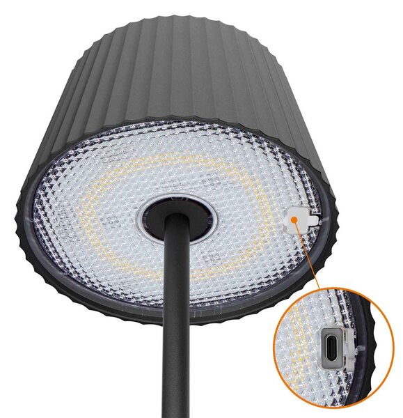 Lampada da Tavolo Solare 2.2W IP54 CCT Dimmerabile - Nera