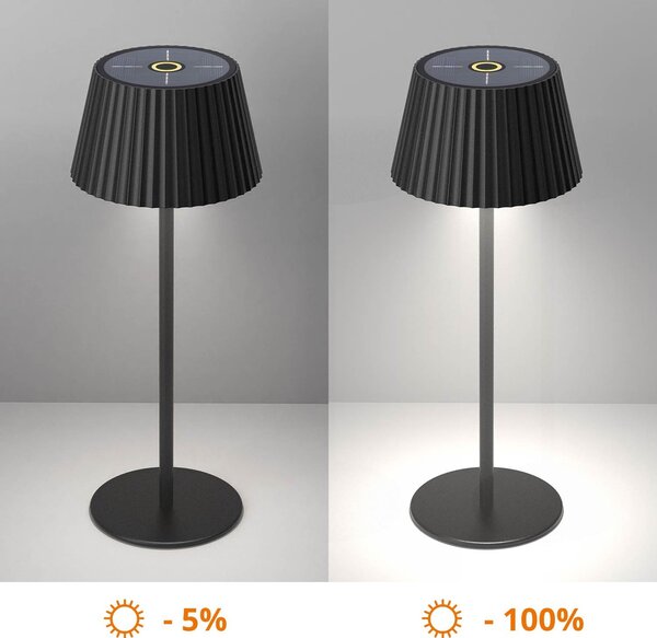 Lampada da Tavolo Solare 2.2W IP54 CCT Dimmerabile - Nera