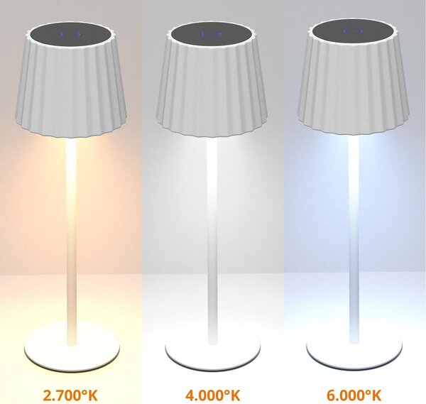 Lampada da Tavolo Ricaricabile 2.2W IP54 CCT Dimmerabile - Bianco Rigato