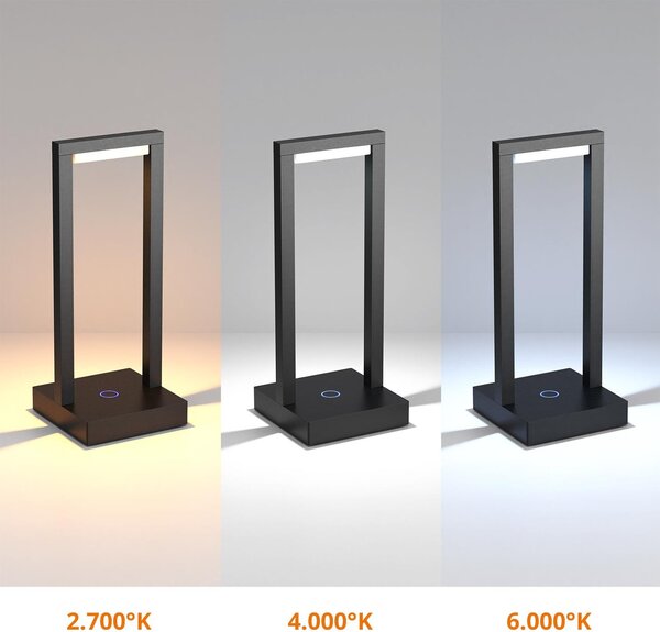 Lampada da Tavolo Ricaricabile 2.2W IP54 CCT Serie VELA - Nera