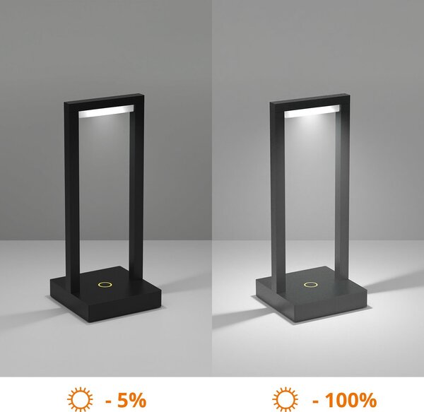 Lampada da Tavolo Ricaricabile 2.2W IP54 CCT Serie VELA - Nera