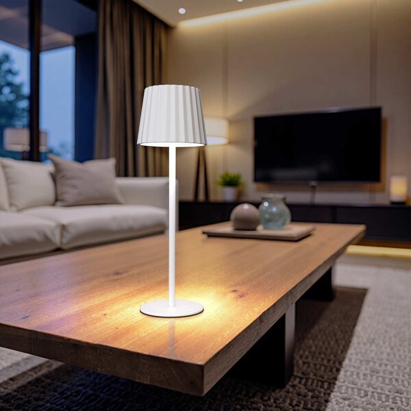 Lampada da Tavolo Ricaricabile 2.2W IP54 CCT Dimmerabile - Bianco Rigato