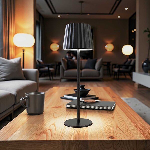Lampada da Tavolo Ricaricabile 2.2W IP54 CCT Dimmerabile - Nero Rigato