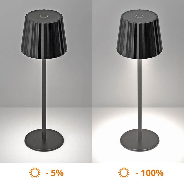 Lampada da Tavolo Ricaricabile 2.2W IP54 CCT Dimmerabile - Nero Rigato