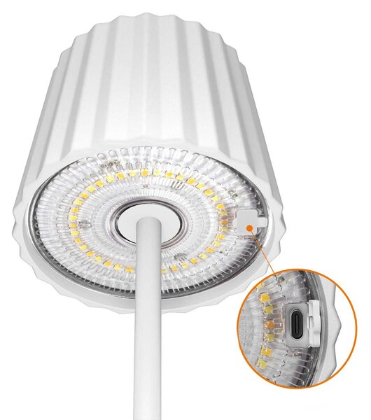 Lampada da Tavolo Ricaricabile 2.2W IP54 CCT Dimmerabile - Bianco Rigato