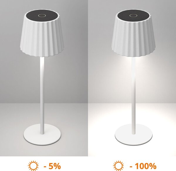 Lampada da Tavolo Ricaricabile 2.2W IP54 CCT Dimmerabile - Bianco Rigato