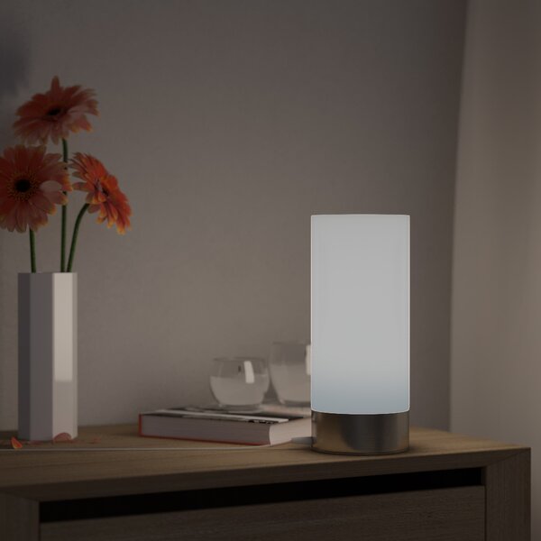 Lampada da comodino con lampadina inclusa LED stile pop bianco caldo dimmerabile Tee grigio touch