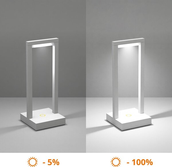Lampada da Tavolo Ricaricabile 2.2W IP54 CCT Serie VELA - Bianca