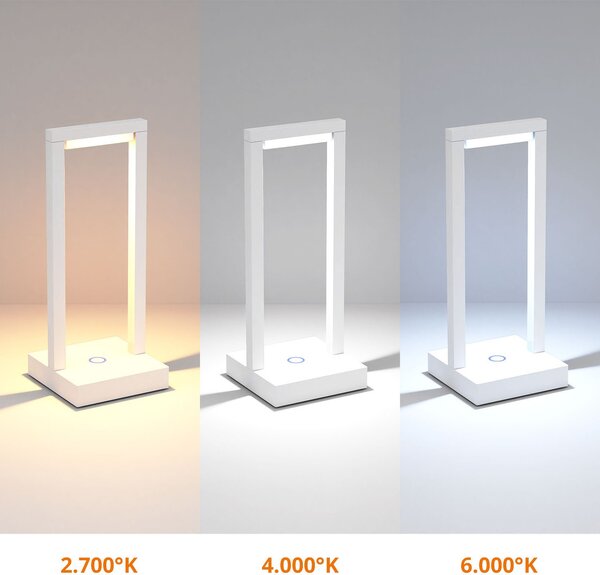 Lampada da Tavolo Ricaricabile 2.2W IP54 CCT Serie VELA - Bianca