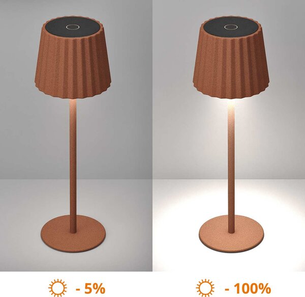 Lampada da Tavolo Ricaricabile 2.2W IP54 CCT Dimmerabile - Corten Rigato