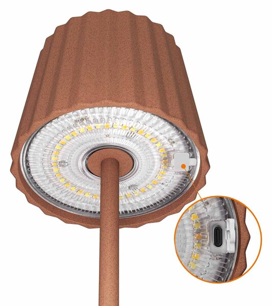 Lampada da Tavolo Ricaricabile 2.2W IP54 CCT Dimmerabile - Corten Rigato