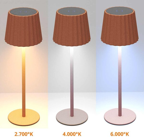 Lampada da Tavolo Ricaricabile 2.2W IP54 CCT Dimmerabile - Corten Rigato