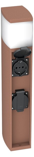 Paletto da Giardino Rettangolare Doppia Presa Corrente 40cm G9 - Corten