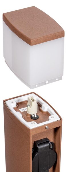 Paletto da Giardino Rettangolare Doppia Presa Corrente 40cm G9 - Corten