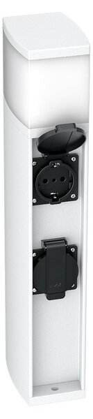 Paletto da Giardino Rettangolare Doppia Presa Corrente 40cm G9 - Bianco