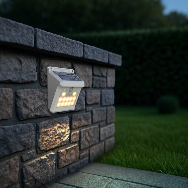 Applique Solare Rettangolare da parete IP65 con Sensore di Movimento Colore Bianco Naturale 4.000K