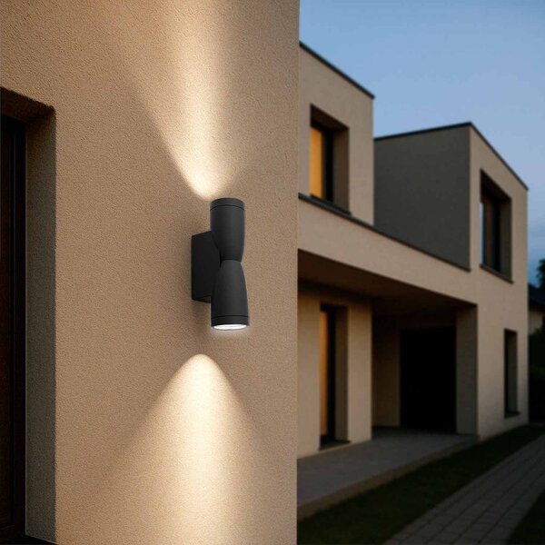 Applique Conica a Clessidra Bidirezionale IP65 GU10 - Nera
