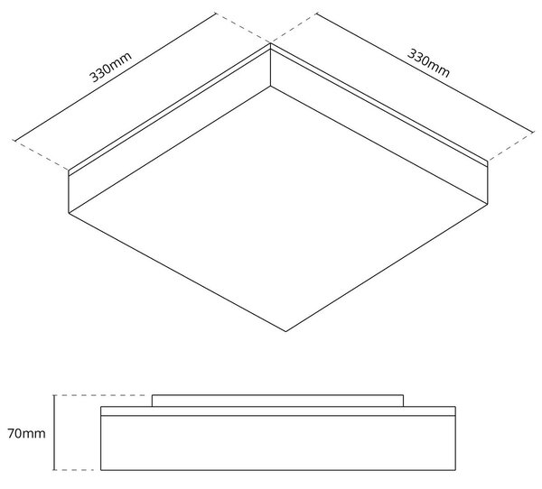Plafoniera LED Regolabile 18W 24W 30W Quadrata CCT IP54 33x33 cm