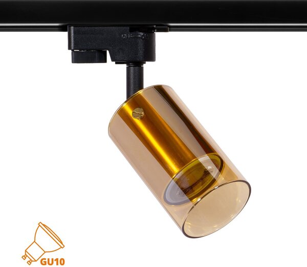 Faro GU10 per binario Monofase in Vetro color Oro Dorato