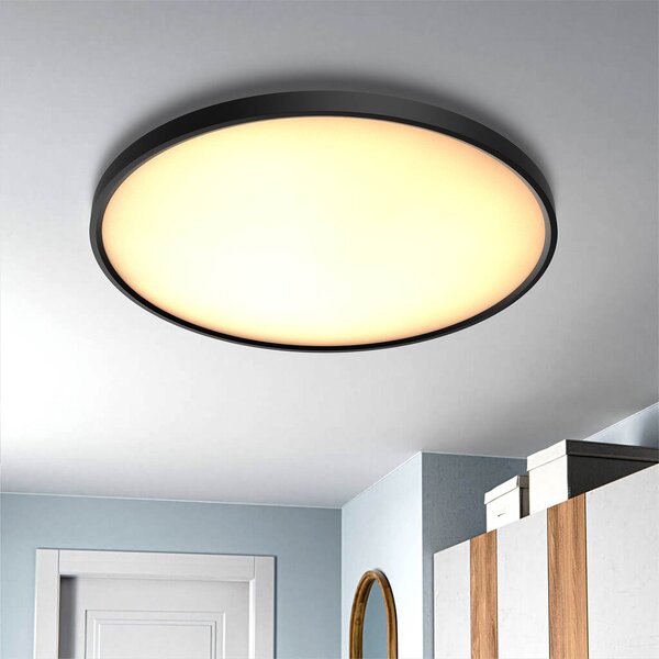 Plafoniera LED Rotonda 50W Slim CCT Bianco Variabile Ø600mm IP20 - Nera