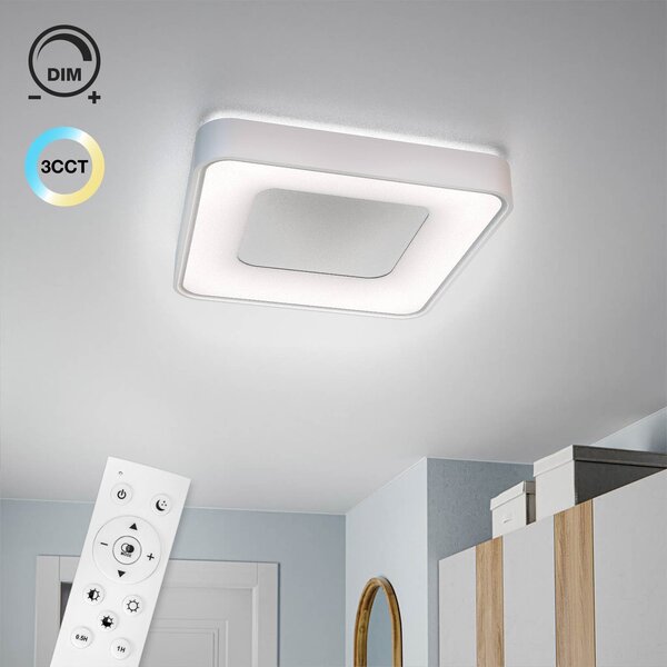 Plafoniera LED Quadrata 72W Ø480mm CCT Dimmerabile + Telecomando Bianca