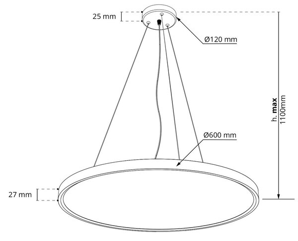 Pannello LED Rotondo a Sospensione 50W Slim CCT Ø600mm IP20 - Bianca