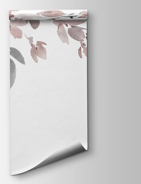 Carta da parati Dipinto di fiori su sfondo bianco, Carta da parati Alberi, Carta da parati popolare, w03935 - Tapeko.it