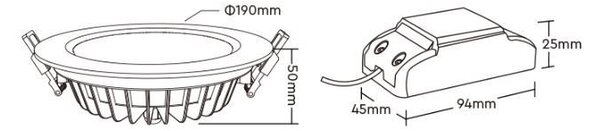 Faretto da incasso 15W RGB+CCT IP54 Angolo 120° foro Ø175 - 180 mm Colore RGB+CCT