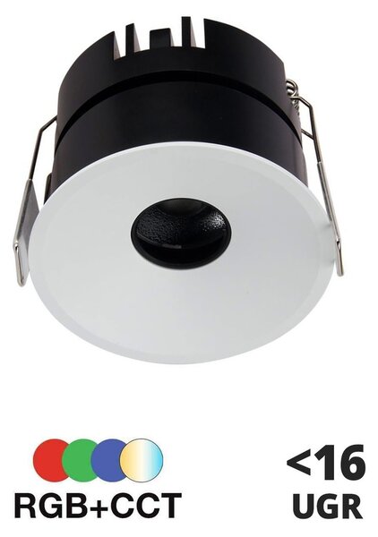 Faretto da incasso 9W RGB+CCT UGR16 IP20 Angolo 24° foro Ø75mm Colore RGB+CCT