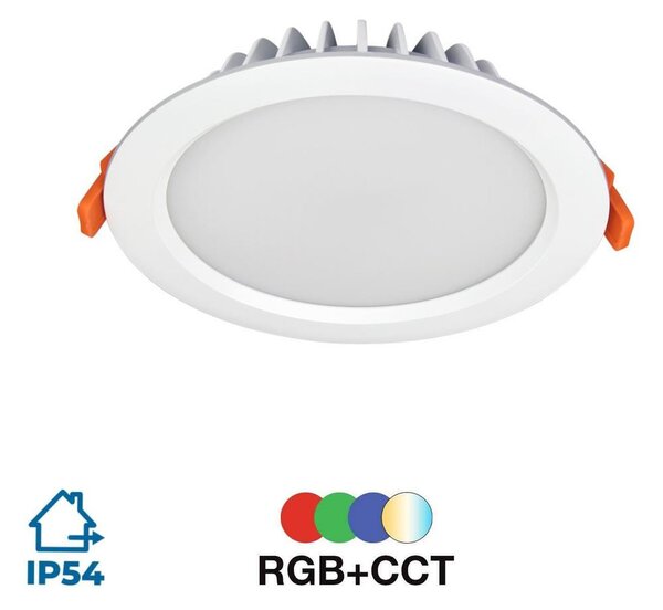 Faretto da incasso 15W RGB+CCT IP54 Angolo 120° foro Ø175 - 180 mm Colore RGB+CCT