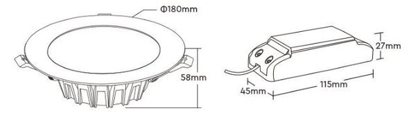 Faro da incasso 18W RGB+CCT IP20 Angolo 120° foro Ø150 - 160 mm Colore RGB+CCT