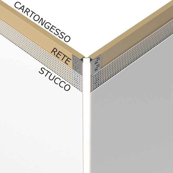Profilo da Incasso per Cartongesso ad Angolo Esterno per strisce LED Variante Lunghezza 2 Metri