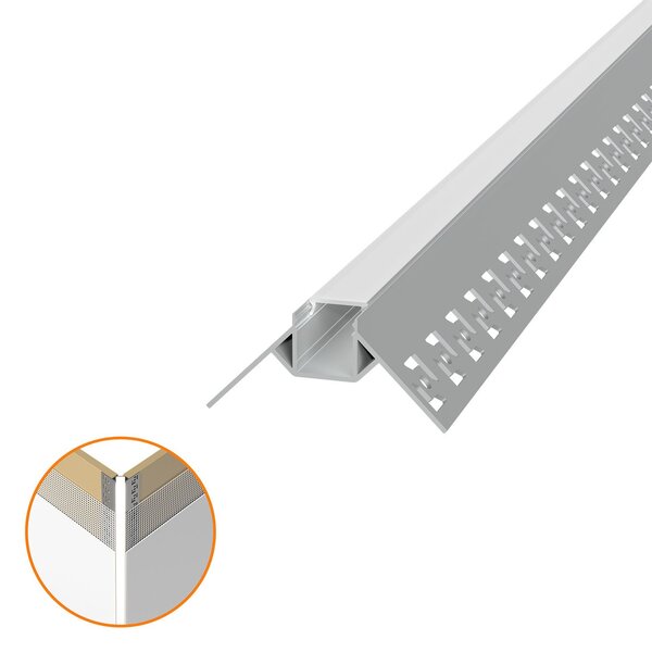 Profilo da Incasso per Cartongesso ad Angolo Esterno per strisce LED Variante Lunghezza 2 Metri