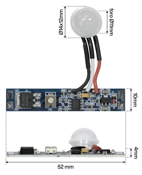 Sensore di Movimento per Profili e Strisce LED 12V e 24VDC 8A