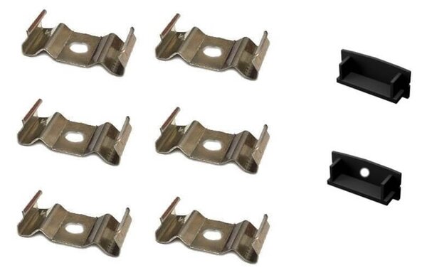 KIT Accessori per Profilo Slim Nero per Doppia striscia LED Clips + Tappi